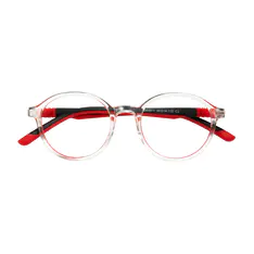 Kids' Round Clear/Red Eyeglasses