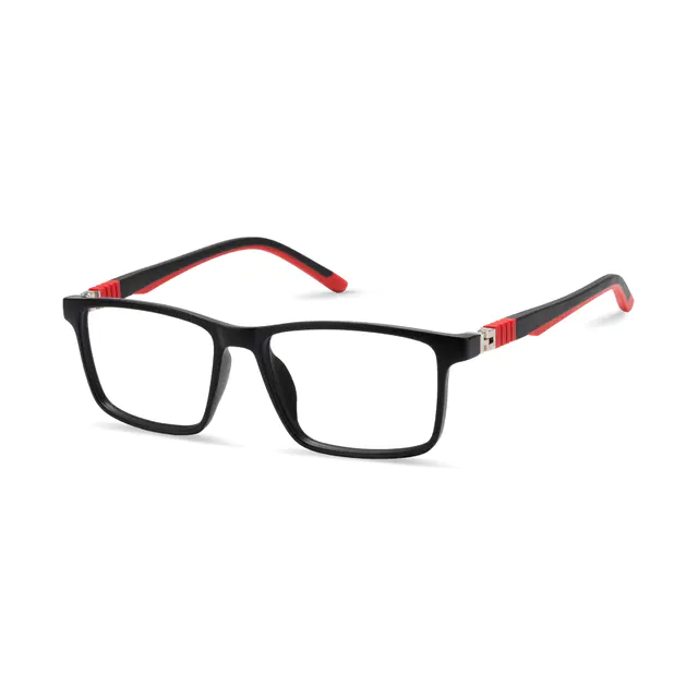 Kids' Rectangle Black/Red Eyeglasses