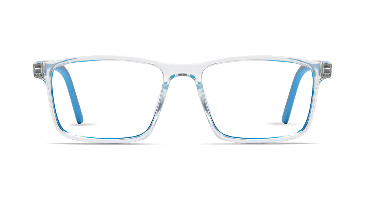 Kids' Rectangle Clear/Blue Eyeglasses