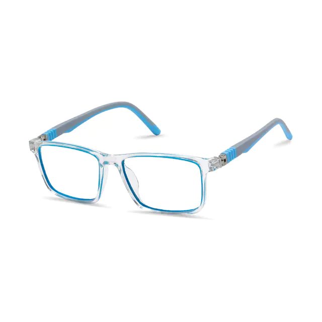 Kids' Rectangle Clear/Blue Eyeglasses