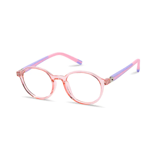 Kids' Round Transparent Pink Eyeglasses