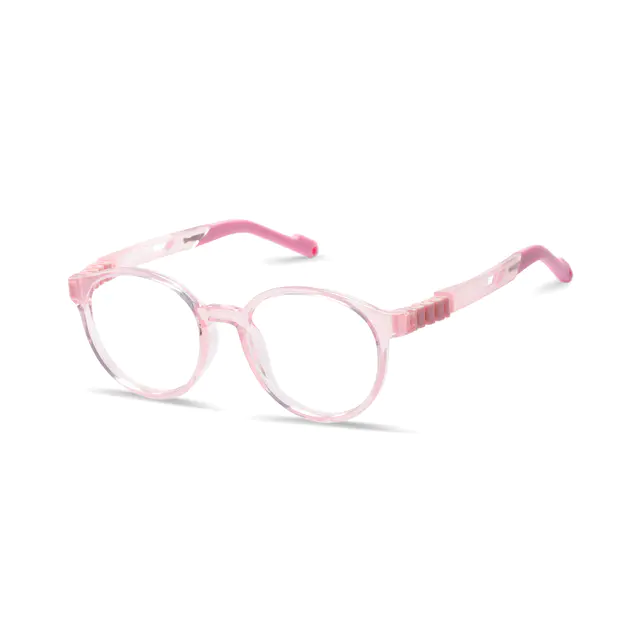 Kids' Round Transparent Pink Eyeglasses