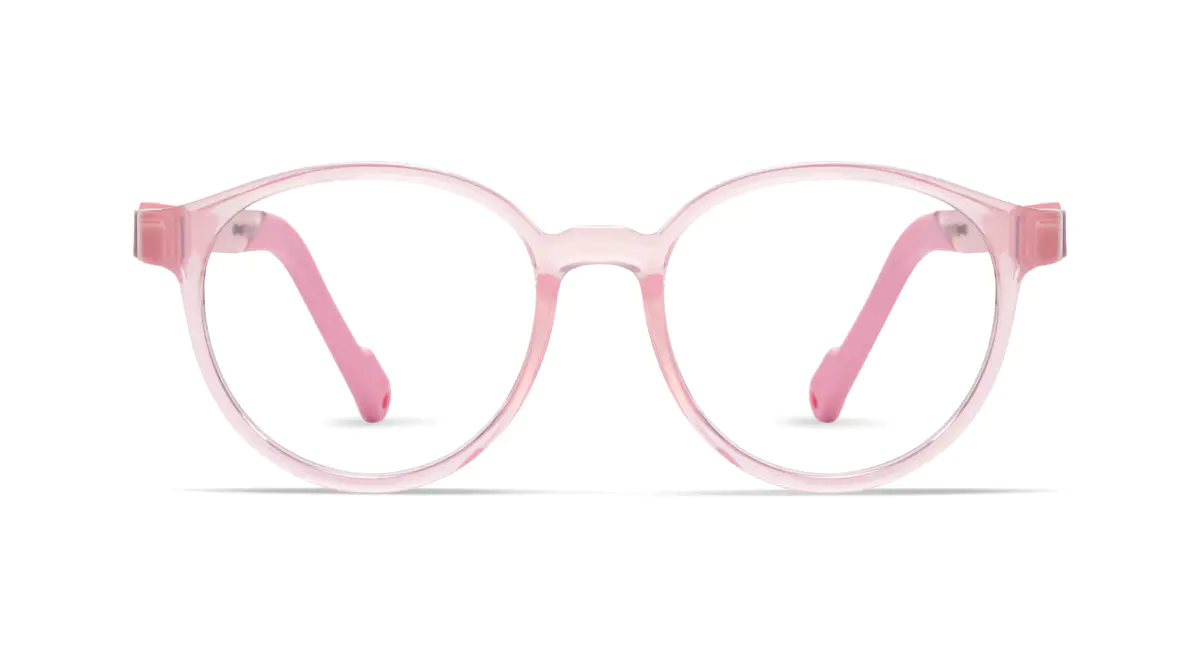 Kids' Round Transparent Pink Eyeglasses