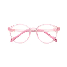Kids' Round Transparent Pink Eyeglasses