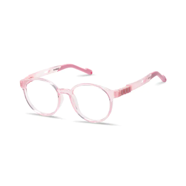 Kids' Round Transparent Pink Eyeglasses