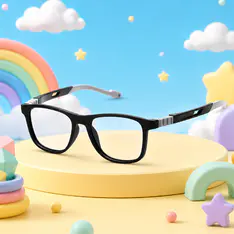 Kids' Square Black Eyeglasses