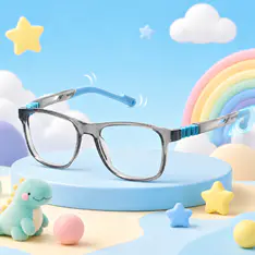 Kids' Square Transparent Gray Eyeglasses