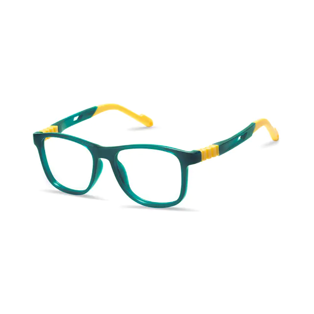 Kids' Square Green/Yellow Eyeglasses