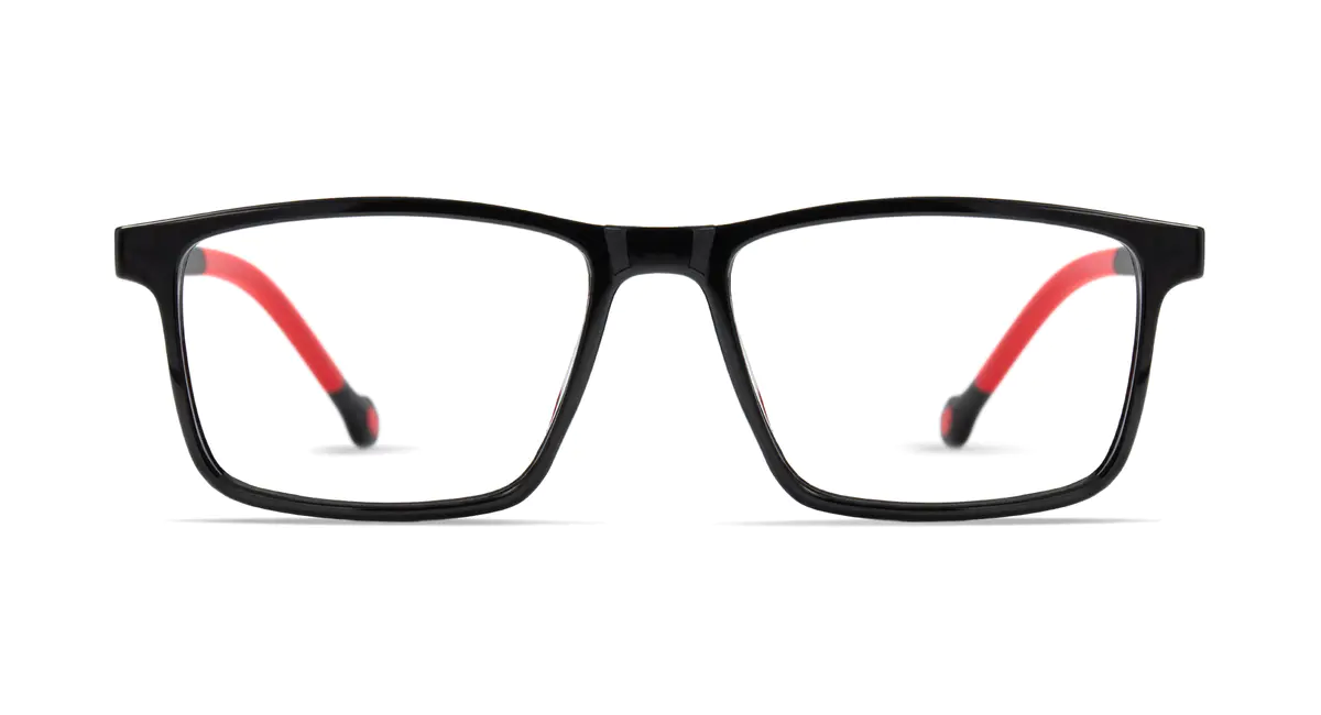 Kids' Rectangle Black/Red Eyeglasses