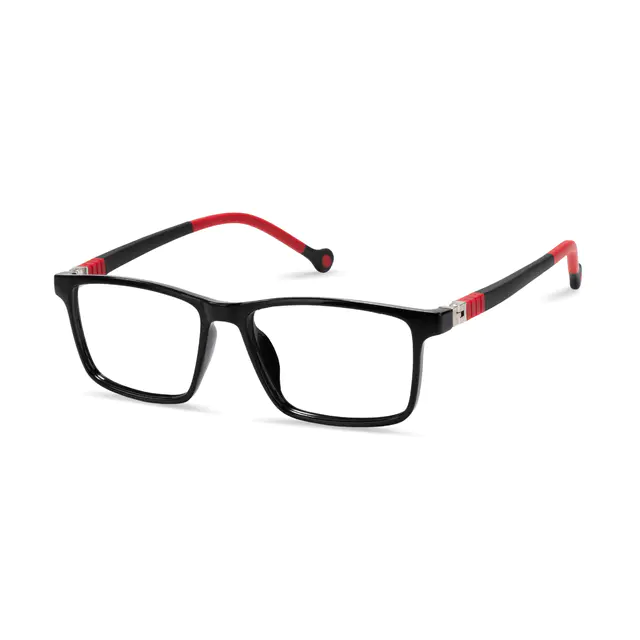 Kids' Rectangle Black/Red Eyeglasses
