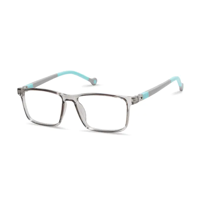 Kids' Rectangle Transparent Gray Eyeglasses