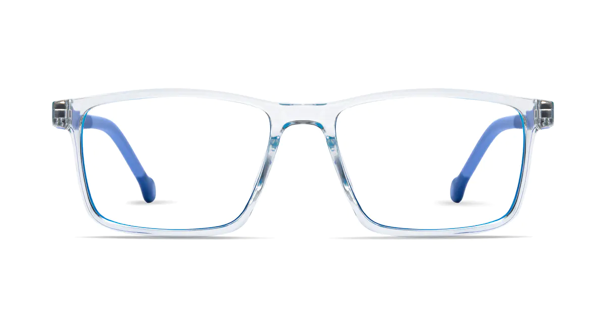 Kids' Rectangle Clear/Blue Eyeglasses