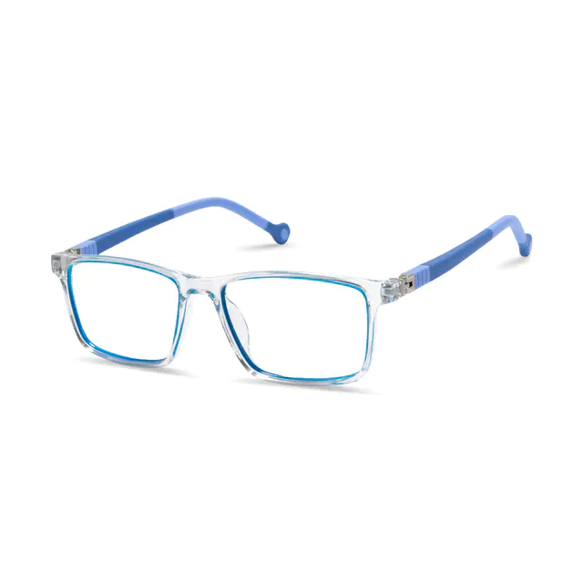 Kids' Rectangle Clear/Blue Eyeglasses