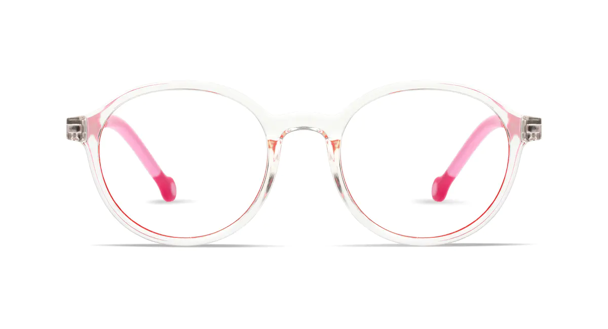 Kids' Round Clear/Red Eyeglasses