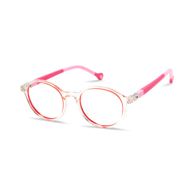 Kids' Round Clear/Red Eyeglasses