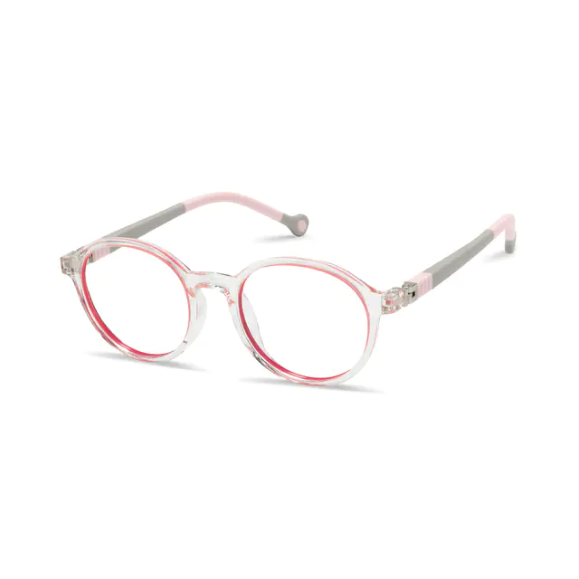 Kids' Round Clear/Pink Eyeglasses