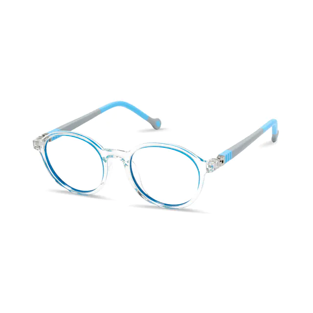 Kids' Round Clear/Blue Eyeglasses