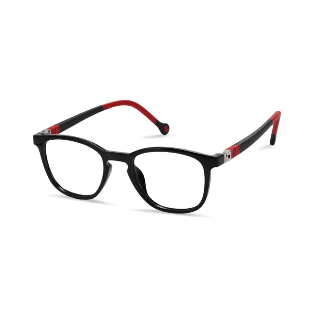 Kids' Square Black/Red Eyeglasses