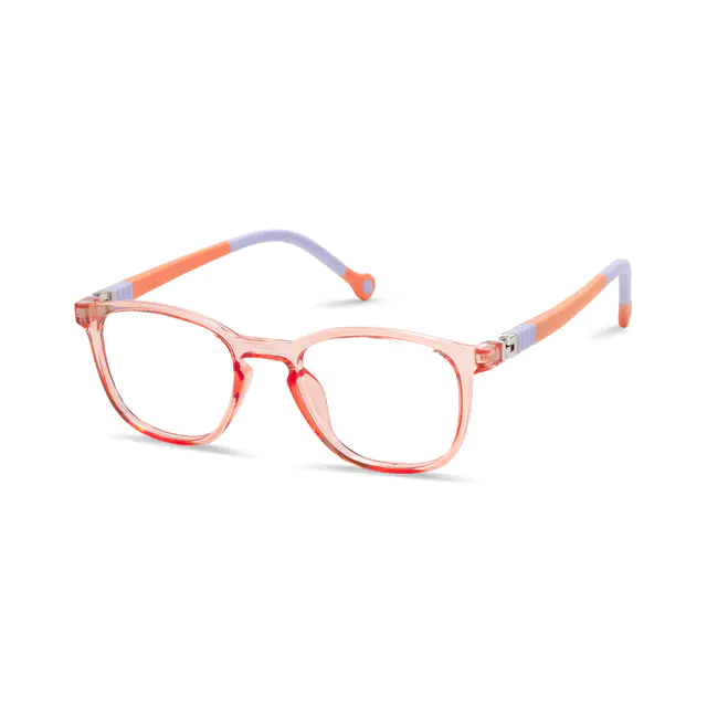 Kids' Square Transparent Orange Eyeglasses