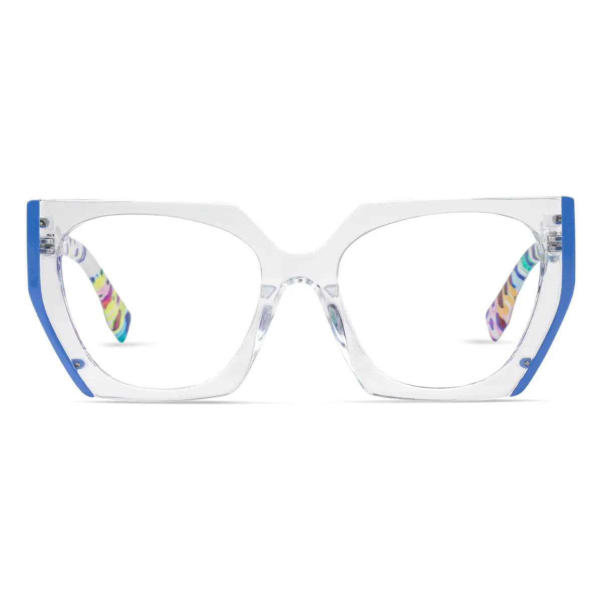 Geometric Clear/Blue Eyeglasses