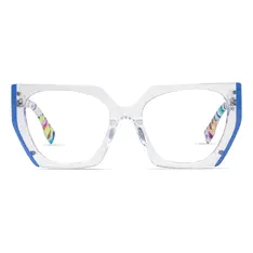 Geometric Clear/Blue Eyeglasses