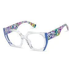 Geometric Clear/Blue Eyeglasses