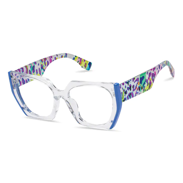 Geometric Clear/Blue Eyeglasses