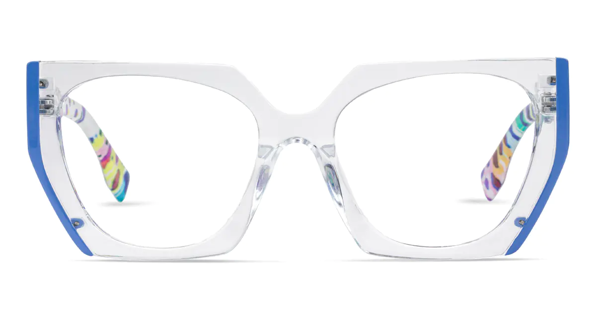 Geometric Clear/Blue Eyeglasses