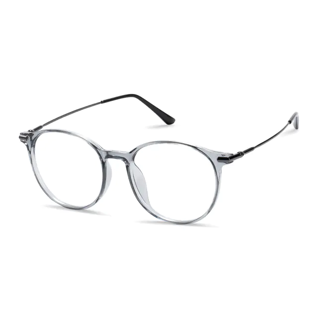 Round Transparent Gray Eyeglasses