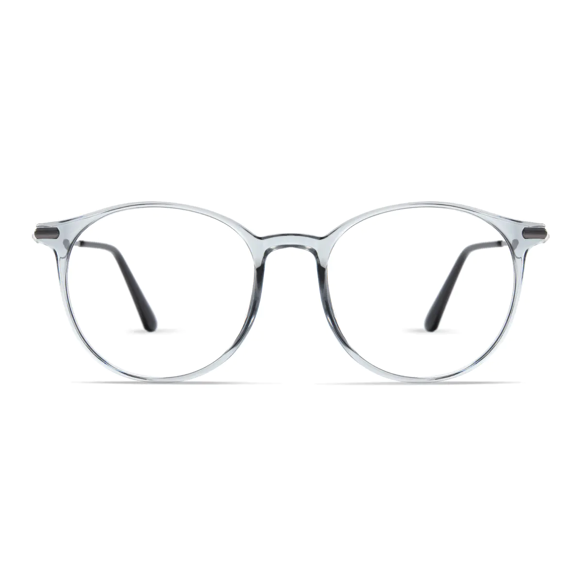 Round Transparent Gray Eyeglasses