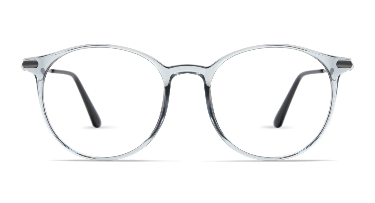 Round Transparent Gray Eyeglasses
