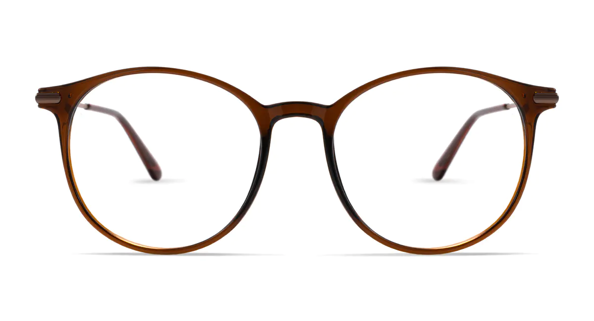 Round Transparent Brown Eyeglasses