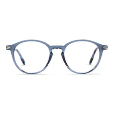 Round Transparent Blue Eyeglasses