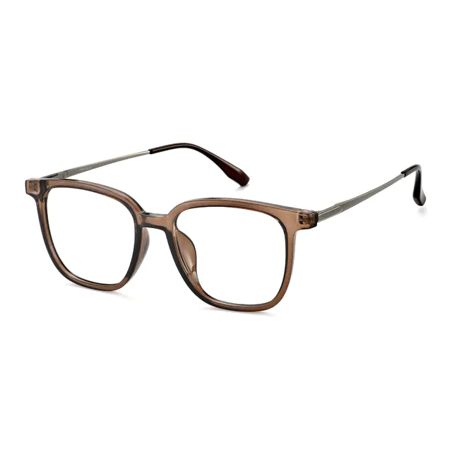 Square Transparent Brown Eyeglasses