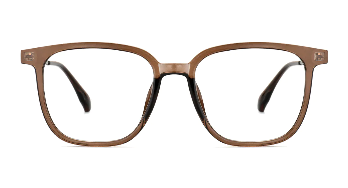 Square Transparent Brown Eyeglasses