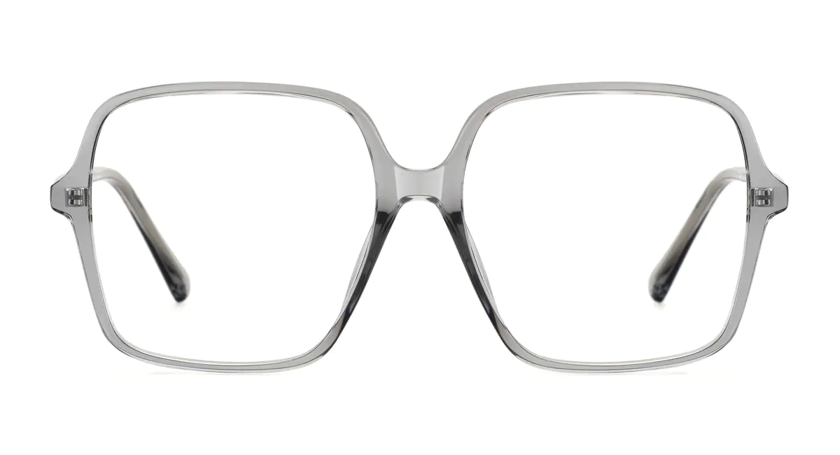Square Transparent Gray Eyeglasses
