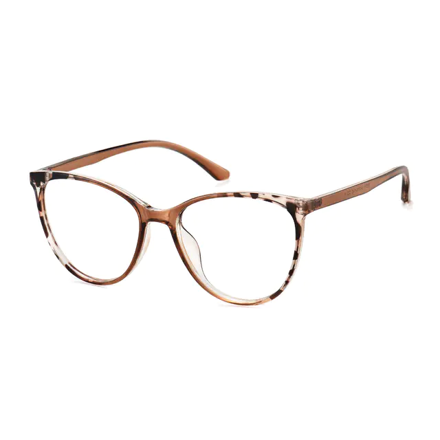 Cat-eye Transparent Brown Eyeglasses