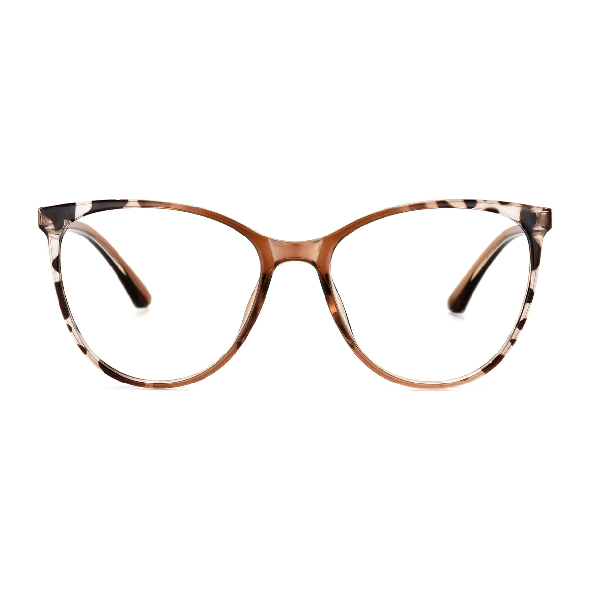 Cat-eye Transparent Brown Eyeglasses