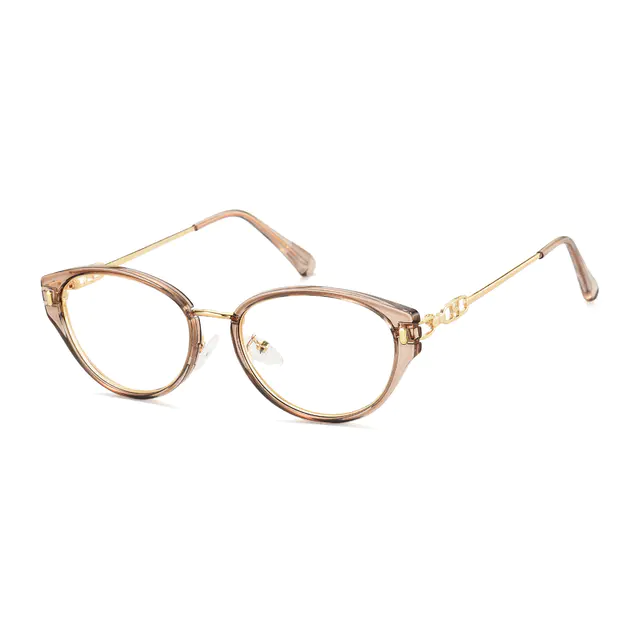 Cat-eye Transparent Brown Eyeglasses