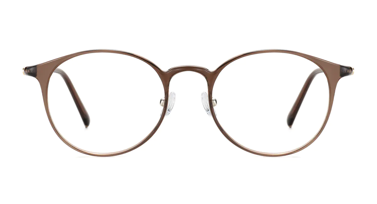 Round Transparent Brown Eyeglasses