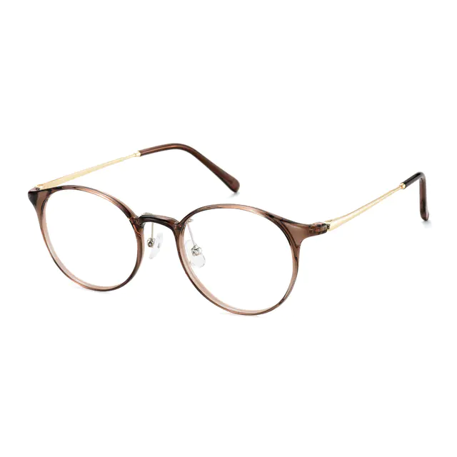 Round Transparent Brown Eyeglasses