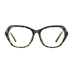 Geometric Green Tortoiseshell Eyeglasses