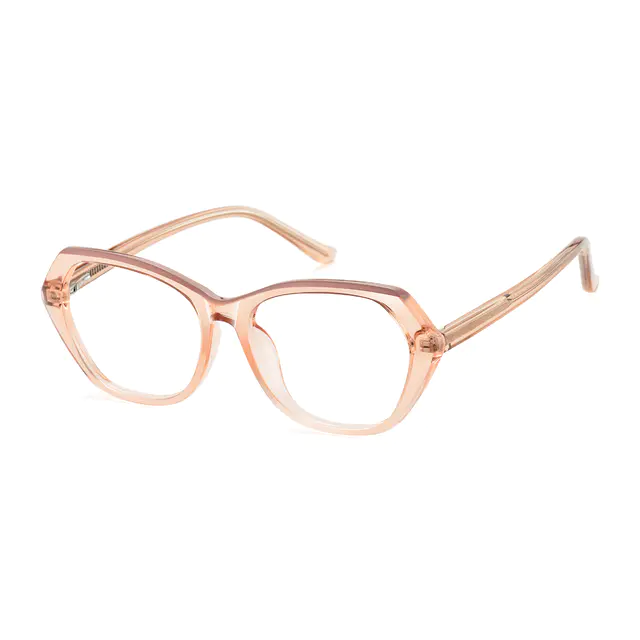 Geometric Transparent Pink Eyeglasses