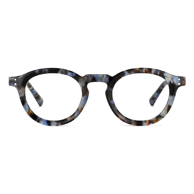 Round Blue/Tortoiseshell Eyeglasses