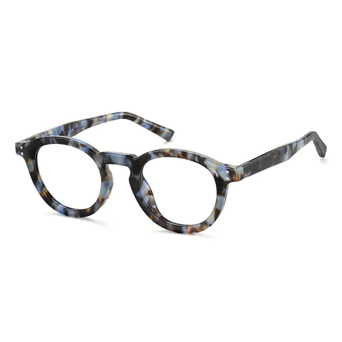 Round Blue/Tortoiseshell Eyeglasses