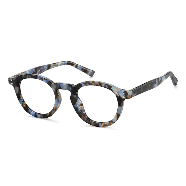 Round Blue/Tortoiseshell Eyeglasses