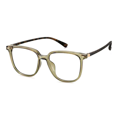 Square Transparent Olive Eyeglasses