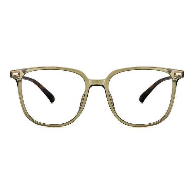 Square Transparent Olive Eyeglasses