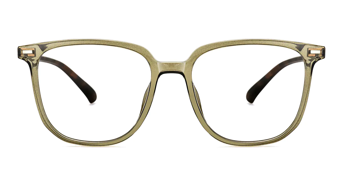 Square Transparent Olive Eyeglasses