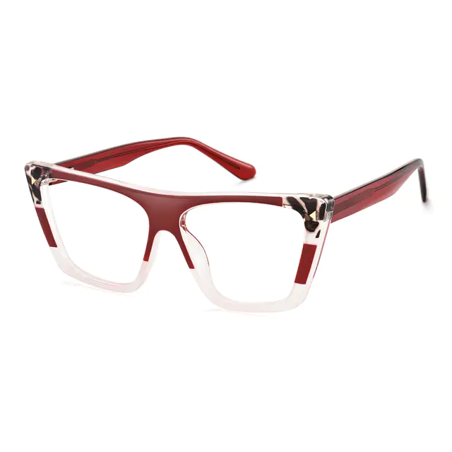 Square Gradient Red/Clear Eyeglasses